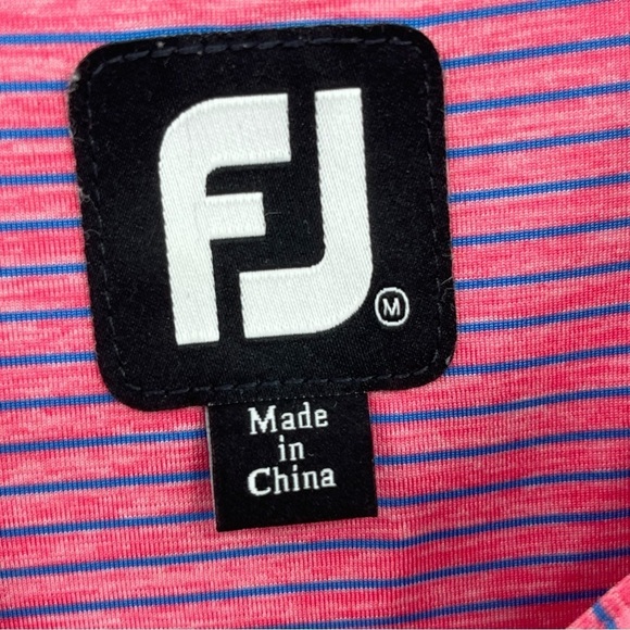 Foot Joy Pink Purple Striped Athletic Golf Polo Shoulder Logo - Picture 9 of 11